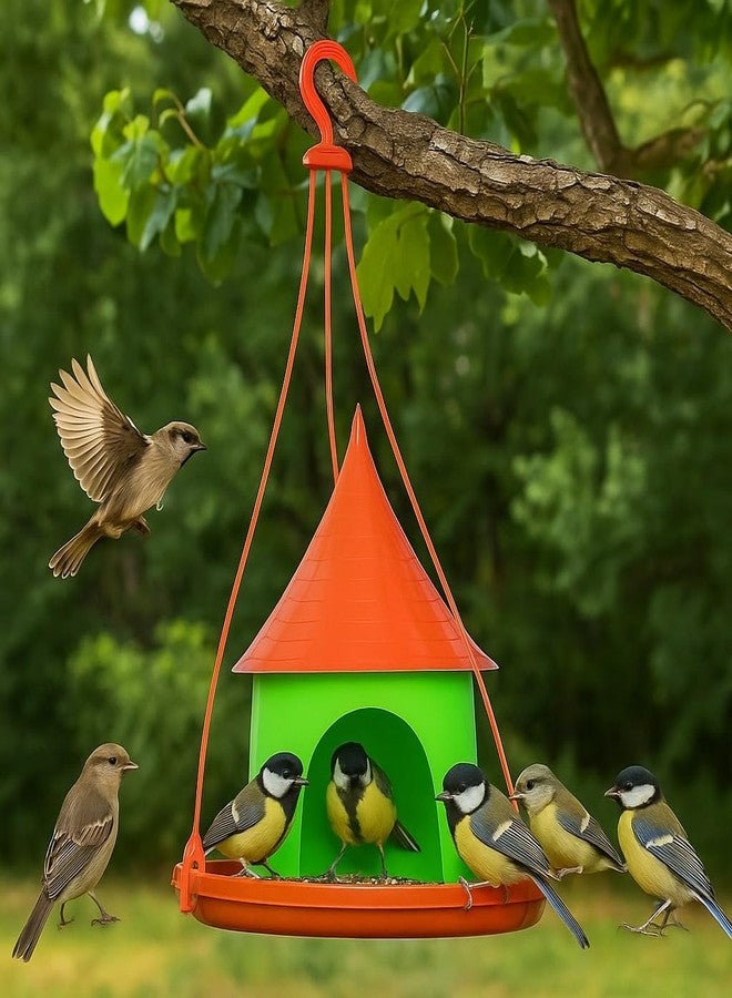 Elysian Hanging Plastic Bird House for Balcony & Garden - Durable Nesting Box for Sparrows, Lovebirds & Small Birds - Weather-Resistant & Easy to Clean - Multicolor Pack of 1 - Image 3